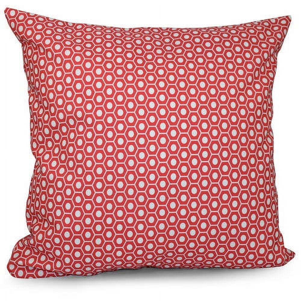 Coral Pink Geometric Woven Polyester Decorative Pillow, 16" x 16"
