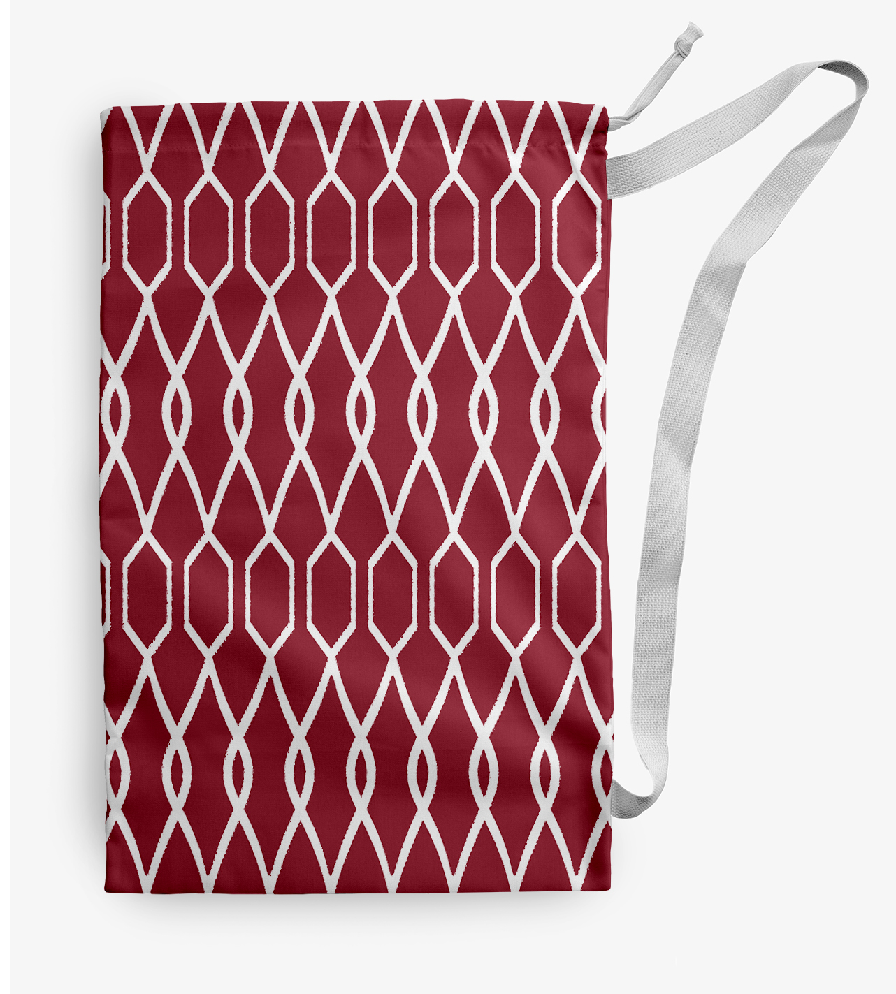 Simply Daisy Geometric Trellis 18 x 29 in Red Laundry Bag