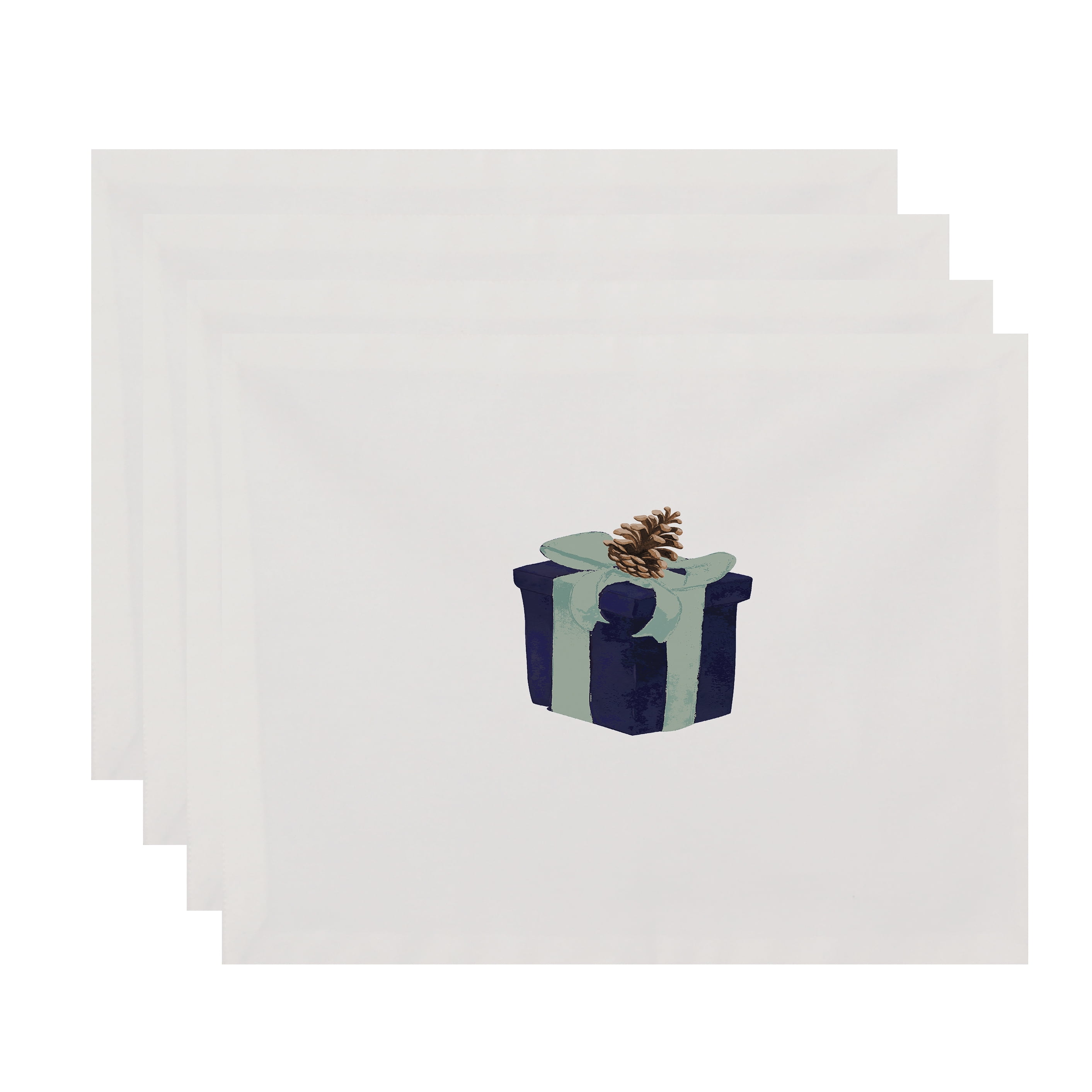 Simply Daisy Gift Wrapped 18 x 14 Inch Navy Blue Holiday Print Placemat (Set of 4)