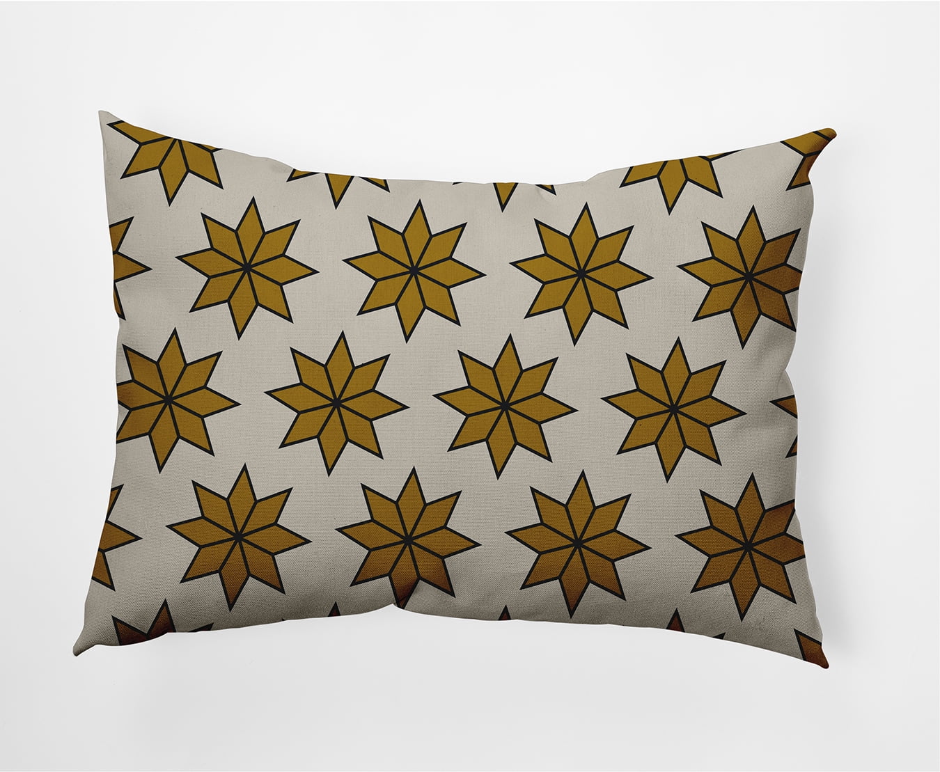 Simply Daisy Gold Colored Christmas Stars Christmas Soft Spun Polyester Decorative Throw Pillow, 14" x 20"