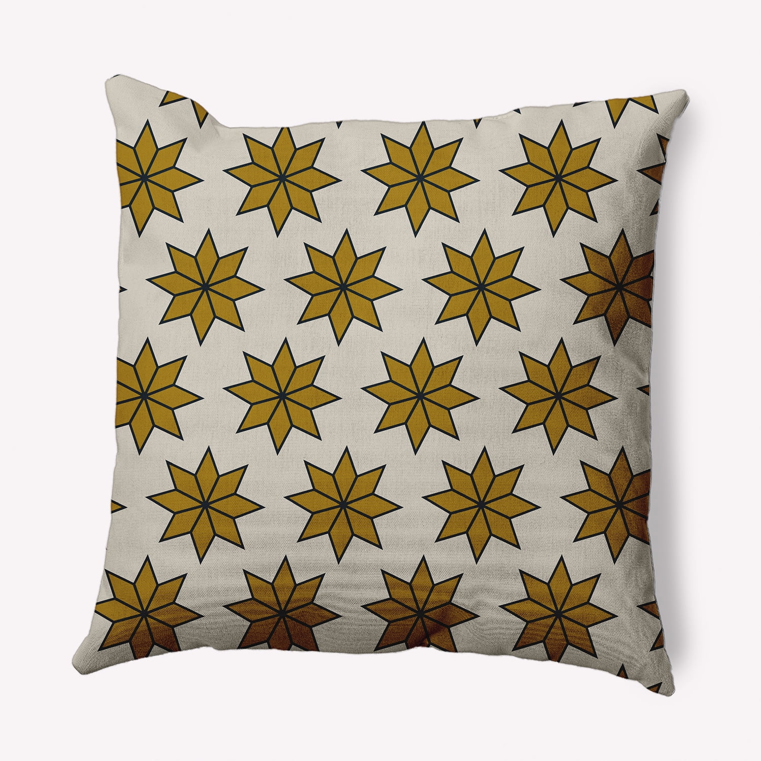 Simply Daisy Gold Colored Christmas Stars Christmas Soft Spun Polyester Decorative Throw Pillow, 26" x 26"