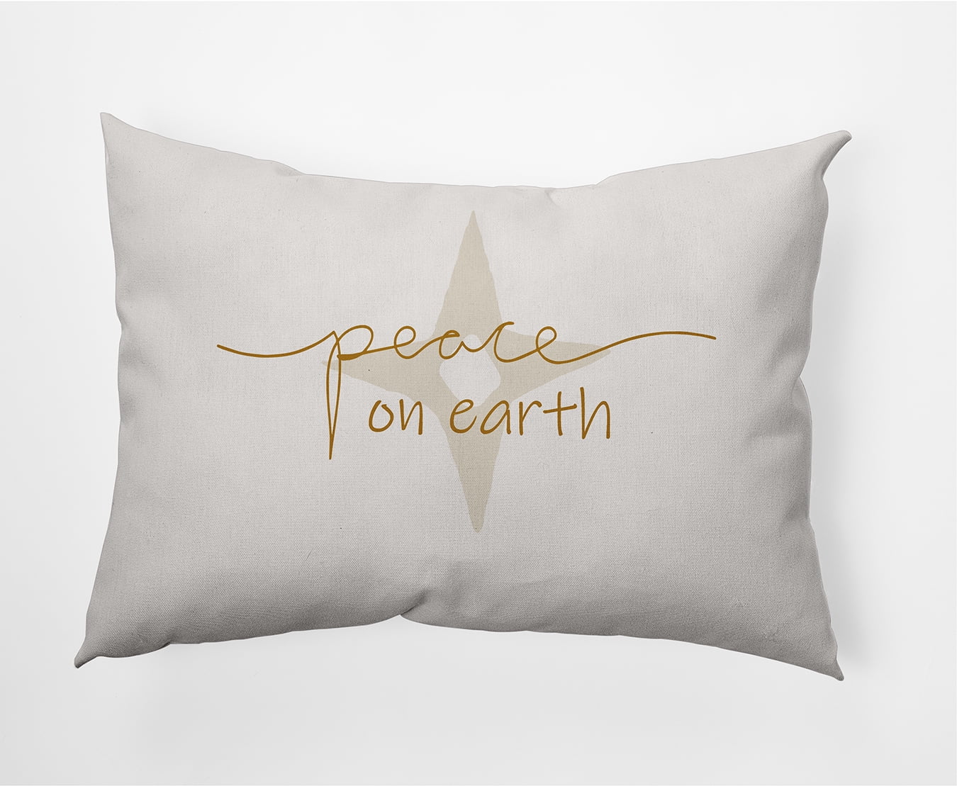 Simply Daisy Gold Colored Peace on Earth Christmas Soft Spun Polyester Decorative Throw Pillow, 14" x 20"