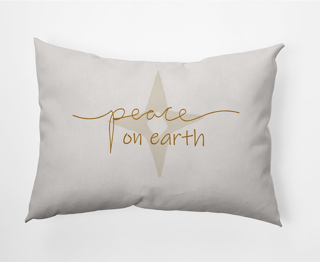 Simply Daisy Gold Colored Peace on Earth Christmas Soft Spun Polyester Indoor/Outdoor Throw Pillow, 14" x 20"