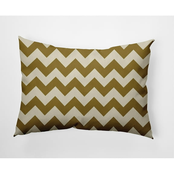 Simply Daisy Gold Colored Zig Zag Stripe Soft Spun Polyester Decorative Throw Pillow, 14" x 20"