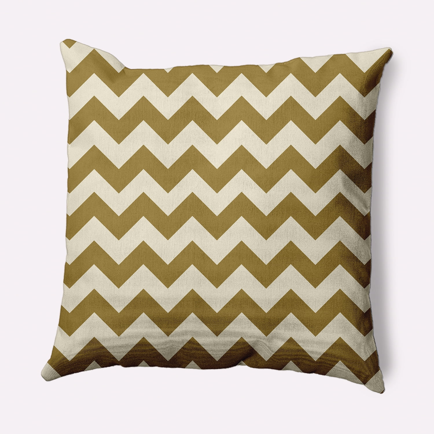 Simply Daisy Gold Colored Zig Zag Stripe Soft Spun Polyester Indoor/Outdoor Throw Pillow, 16" x 16"