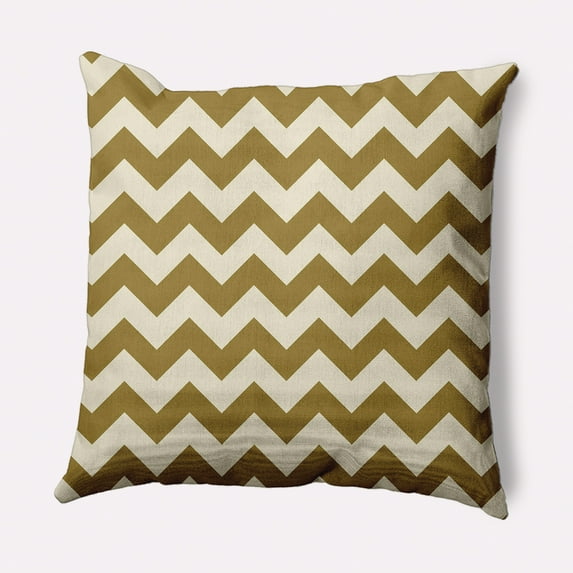 Simply Daisy Gold Colored Zig Zag Stripe Soft Spun Polyester Indoor/Outdoor Throw Pillow, 18" x 18"