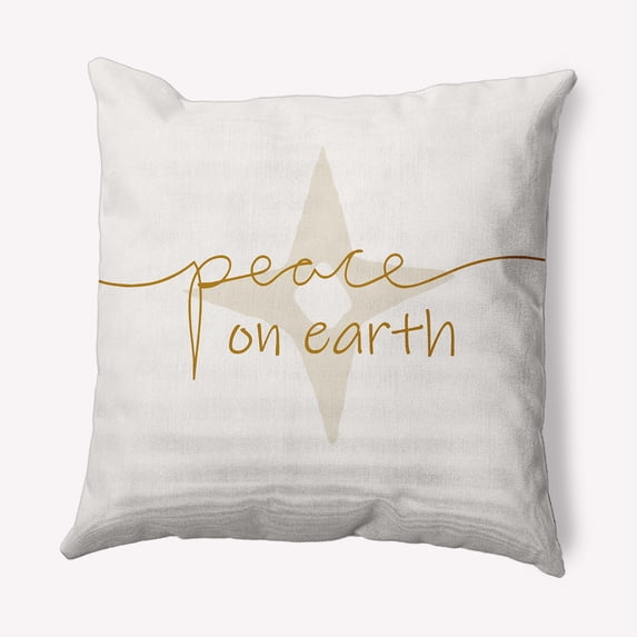 Simply Daisy Gold Peace on Earth Soft Spun Polyester Decorative Throw Pillow, 26" x 26"