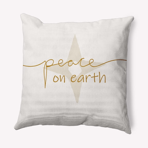 Simply Daisy Gold Peace on Earth Soft Spun Polyester Decorative Throw Pillow, 26" x 26"