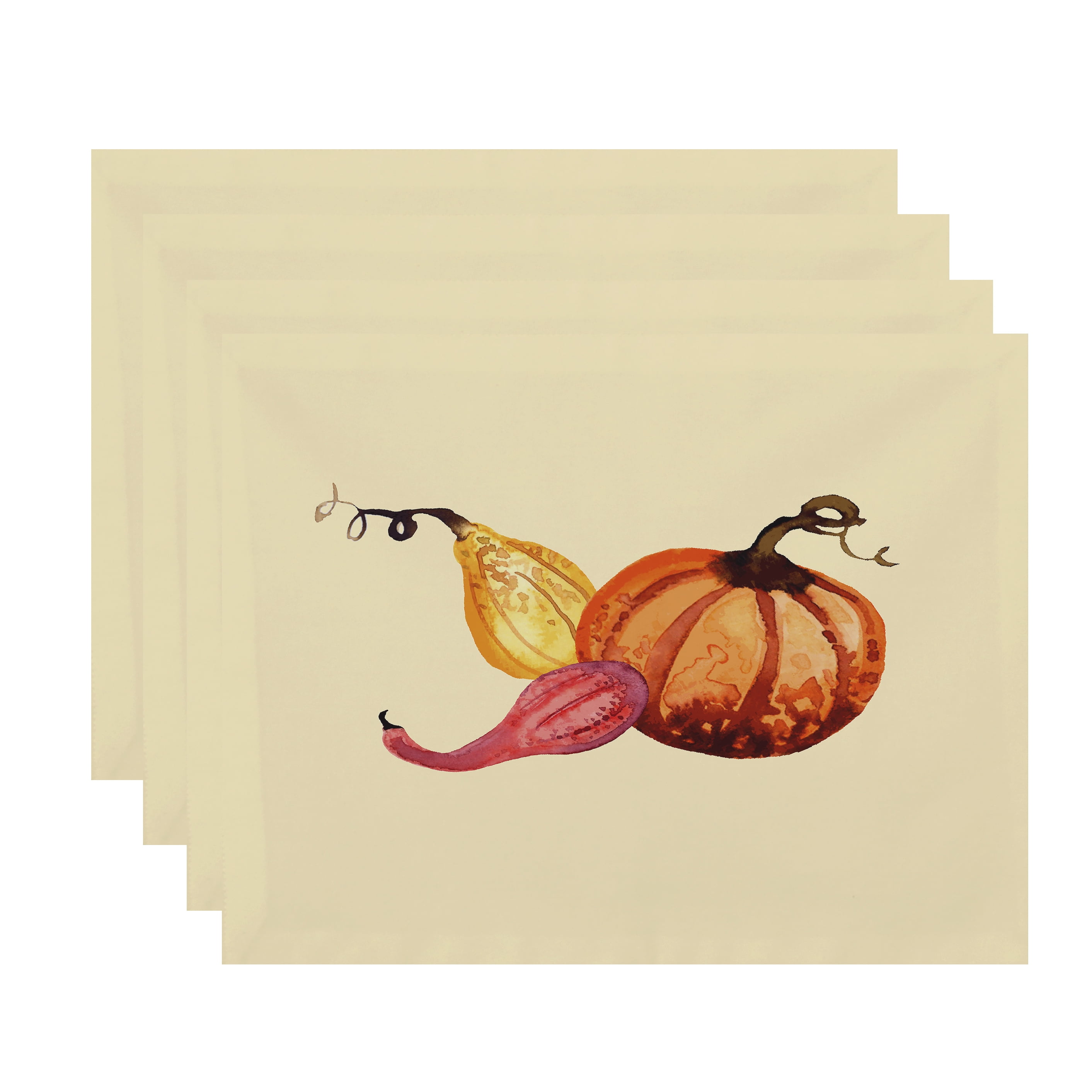 Simply Daisy Gourd Pile 18 x 14 Inch Light yellow Fall Print Placemat (Set of 4)