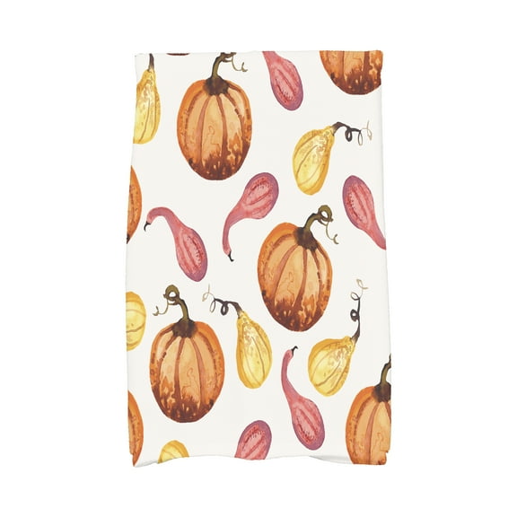 Simply Daisy Gourds Galore 16 x 25 Inch Cream Fall Print Kitchen Towel