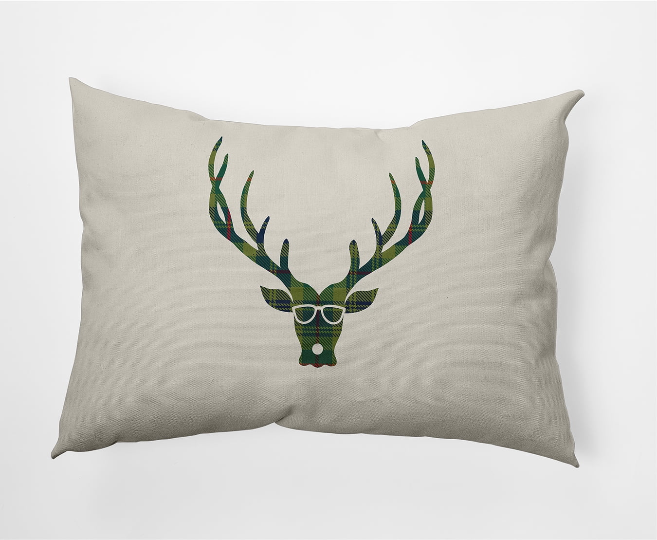 Simply Daisy Green Colored Cool Dude Holiday Reindeer Christmas Soft Spun Polyester Decorative Throw Pillow, 14" x 20"