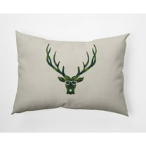 Simply Daisy Green Colored Cool Dude Holiday Reindeer Christmas Soft Spun Polyester Indoor/Outdoor Throw Pillow, 14" x 20"