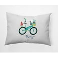thumbnail image 1 of Simply Daisy Green Colored Merry Bird Bike Christmas Soft Spun Polyester Indoor/Outdoor Throw Pillow, 14" x 20", 1 of 3