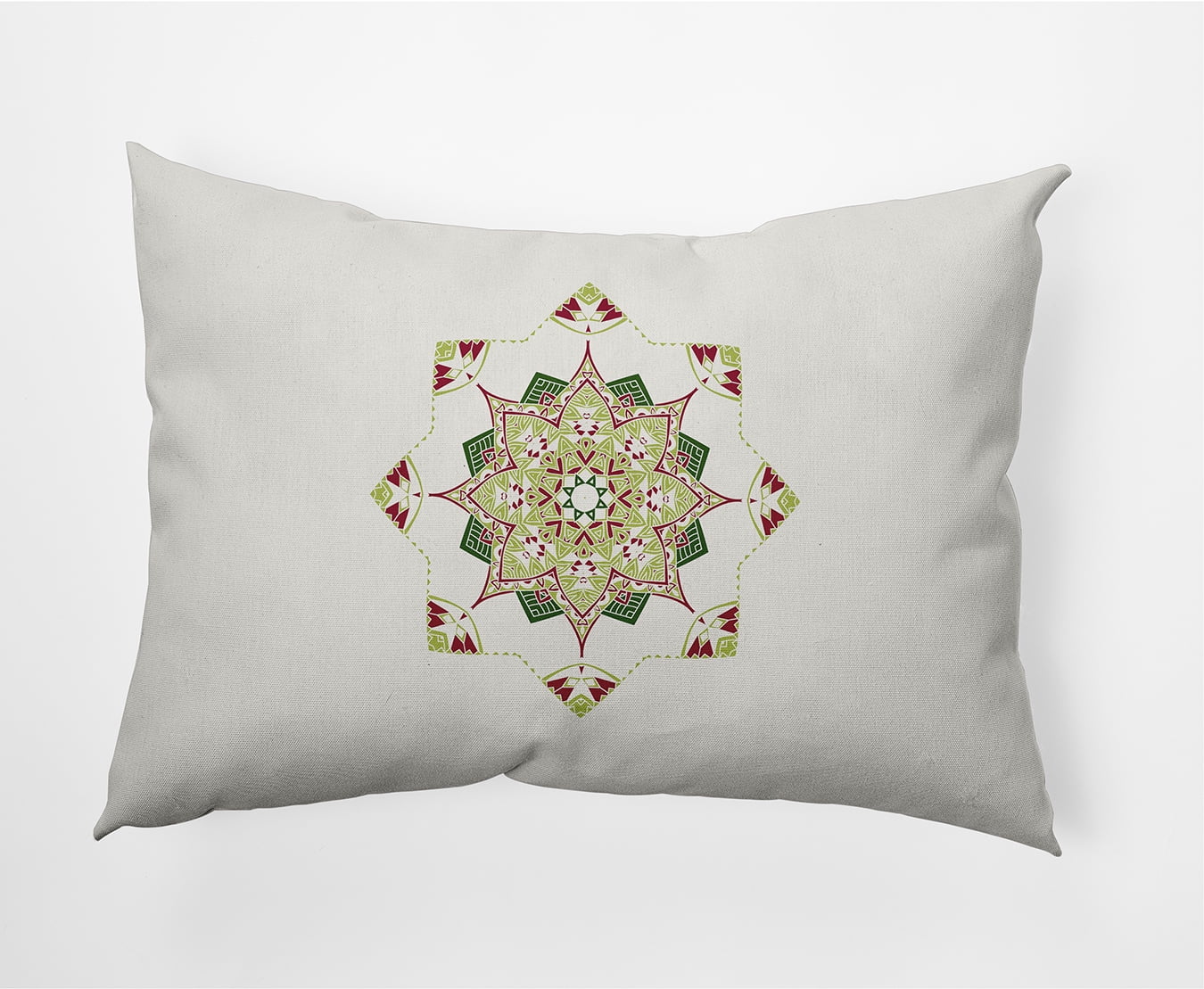 Simply Daisy Green Colored Snowflake Star Christmas Soft Spun Polyester Decorative Throw Pillow, 14" x 20"