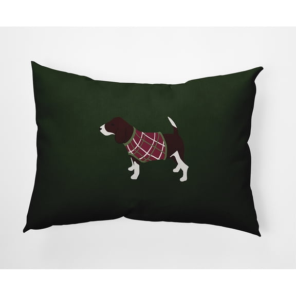 Simply Daisy Green Colored Warmest Wishes Doggie Christmas Soft Spun Polyester Decorative Throw Pillow, 14" x 20"