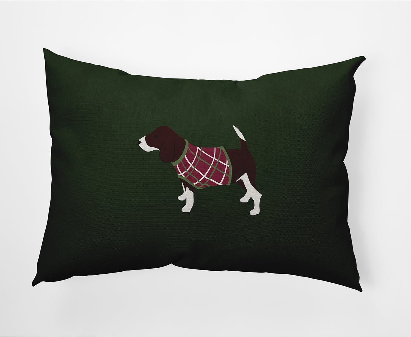 Simply Daisy Green Colored Warmest Wishes Doggie Christmas Soft Spun Polyester Indoor/Outdoor Throw Pillow, 14" x 20"