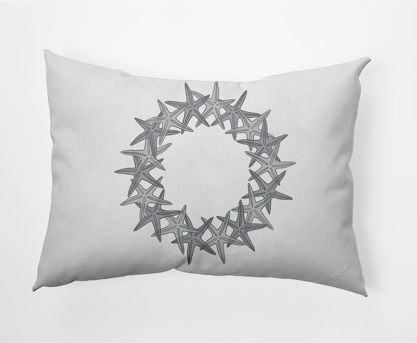 Simply Daisy Grey Colored Starfish Wreath Soft Spun Polyester Decorative Throw Pillow, 14" x 20"