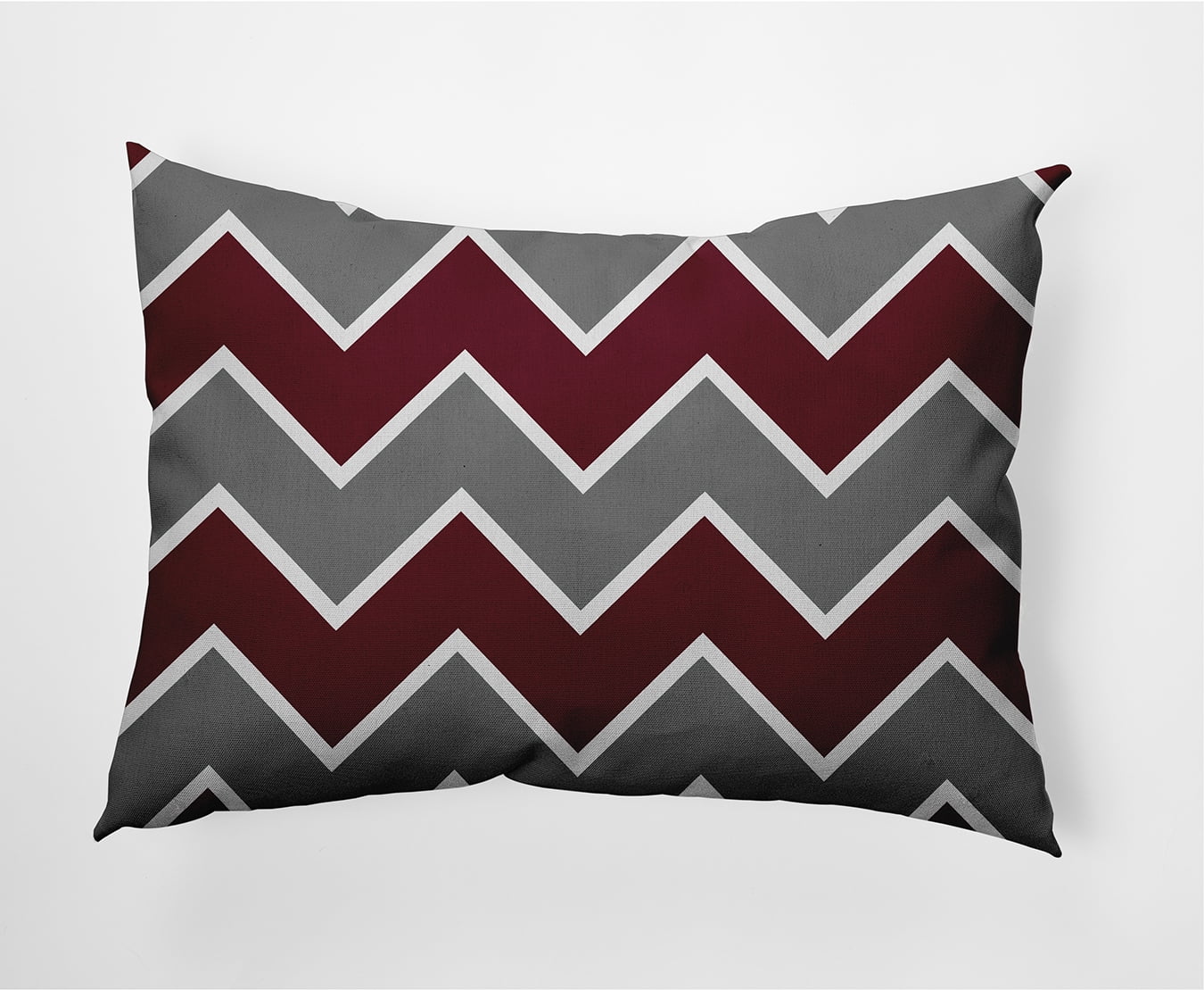 Simply Daisy Grey-Red Colored Fancy Chevron Stripe Soft Spun Polyester Indoor/Outdoor Throw Pillow, 14" x 20"