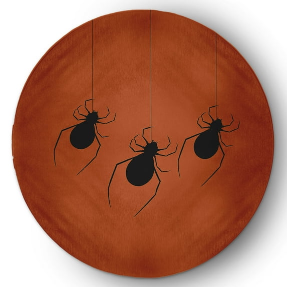 Simply Daisy Hanging Spiders Sienna Halloween Chenille Area Rug, 5' Round