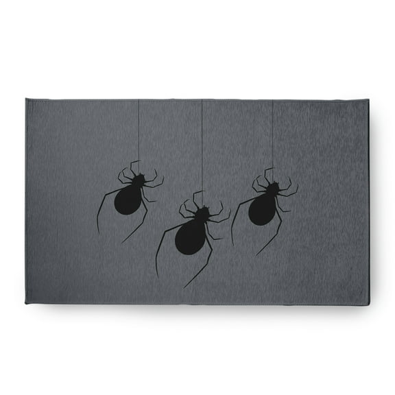 Simply Daisy Hanging Spiders Steel Gray Halloween Chenille Area Rug, 18" x 30"