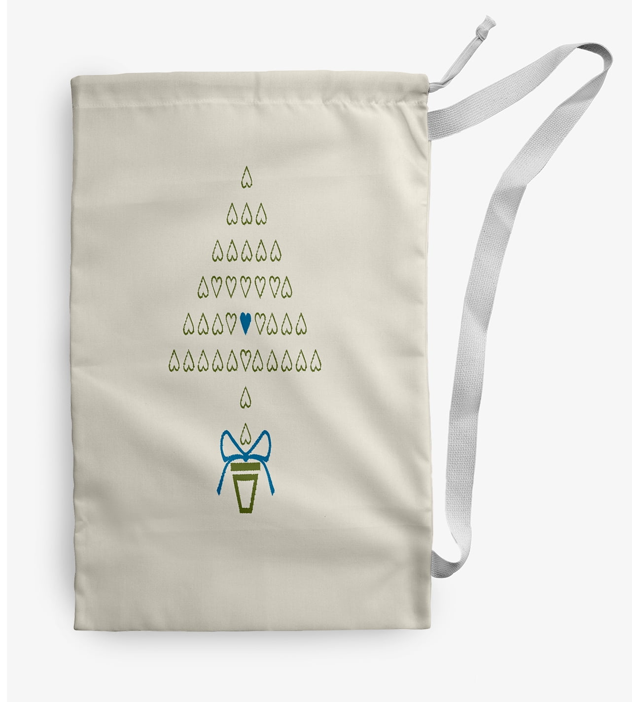 Simply Daisy Hearty Holidays 18 x 29 in Blue Laundry Bag