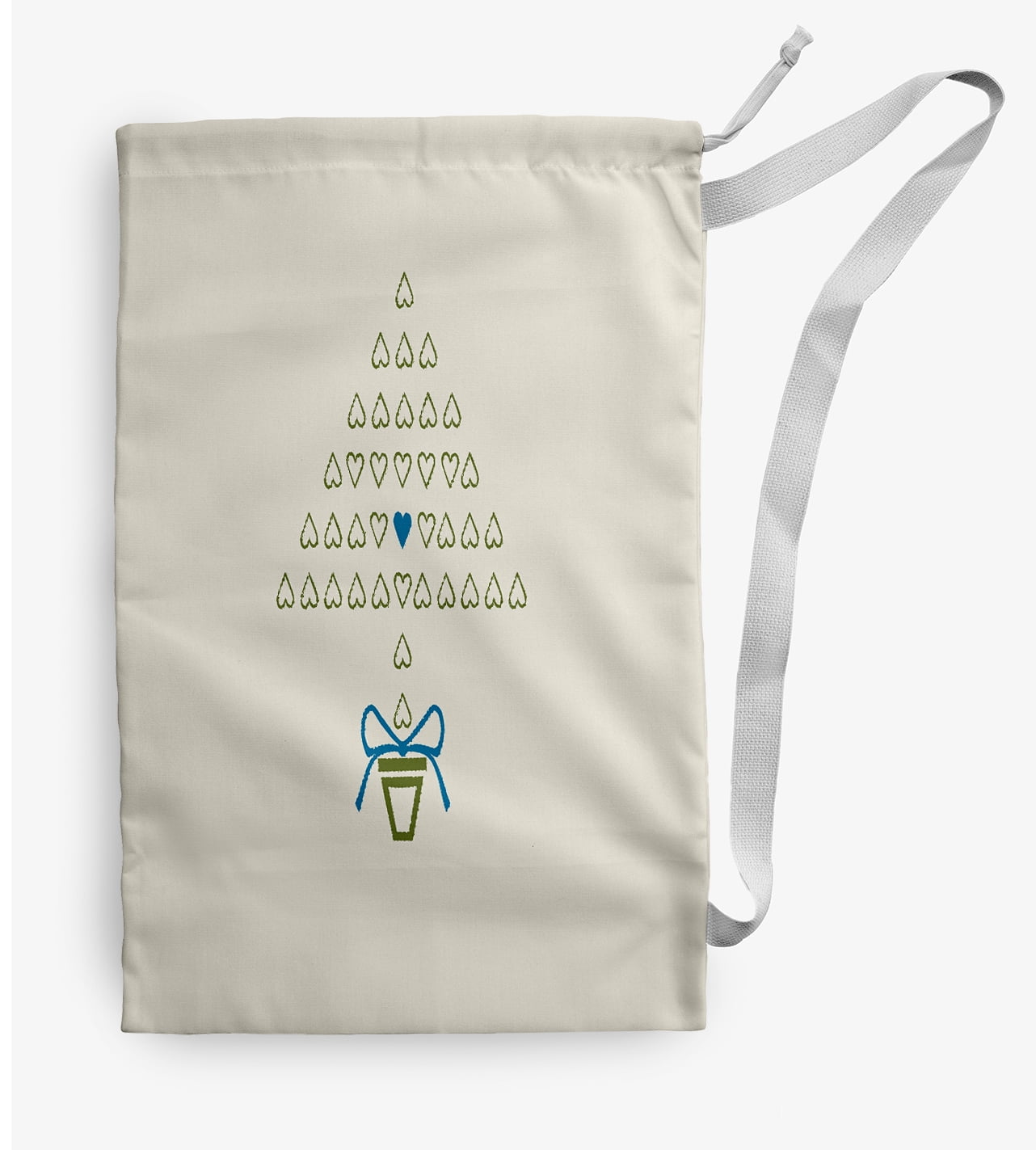 Simply Daisy Hearty Holidays 28 x 36 in Blue Laundry Bag