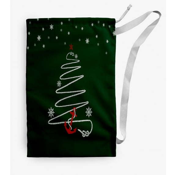 Simply Daisy Holiday Anchor 18 x 29 in Green Laundry Bag