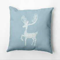 16" x 16" Simply Daisy Fancy Holiday Reindeer Polyester Accent Pillow, Blue (1 Count)