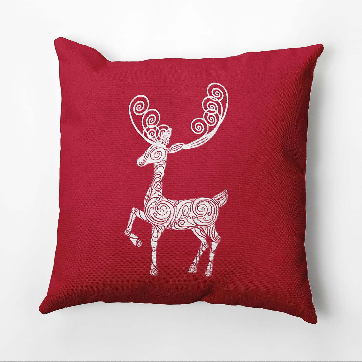 16" x 16" Simply Daisy Fancy Holiday Reindeer Polyester Accent Pillow, Red (1 Count)