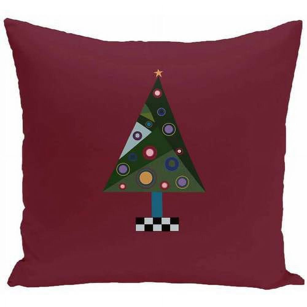 16" x 16" Simply Daisy Crazy Christmas Polyester Accent Pillow, Maroon (1 Count)