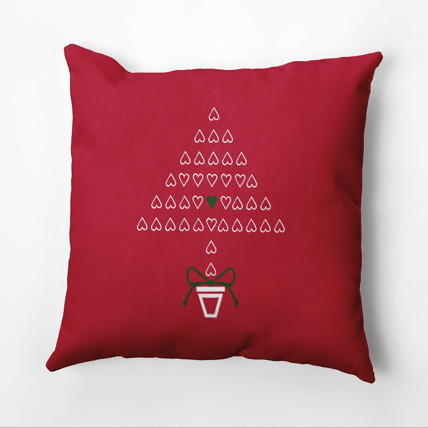 16" x 16" Simply Daisy Hearty Holidays Christmas Polyester Accent Pillow, Red (1 Count)