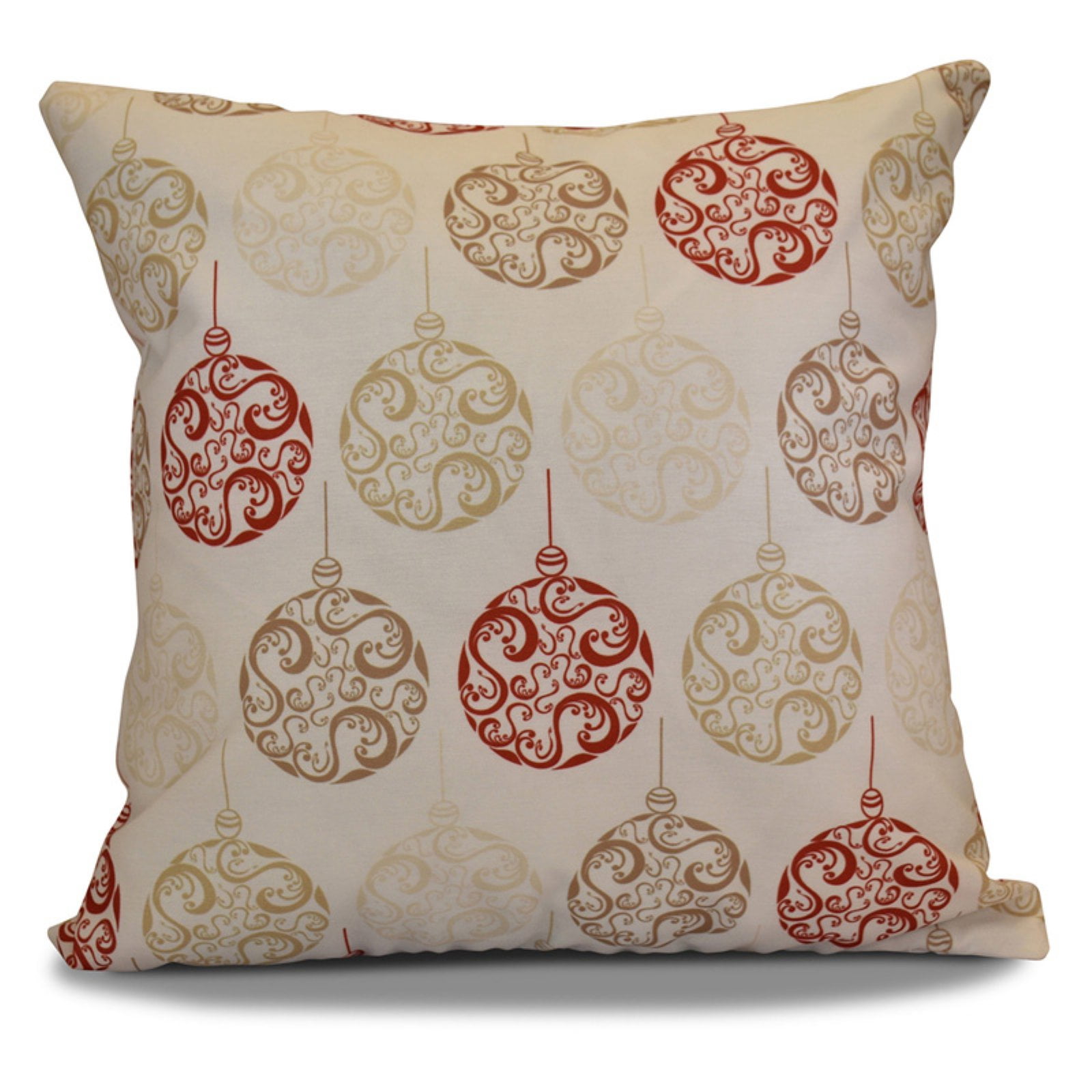 Simply Daisy Holiday Wishes Painterly Bulbs Print Outdoor Pillow