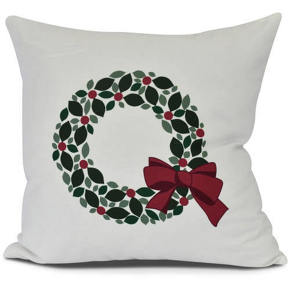 Simply Daisy, Holly Wreath Floral Print Outdoor Pillow