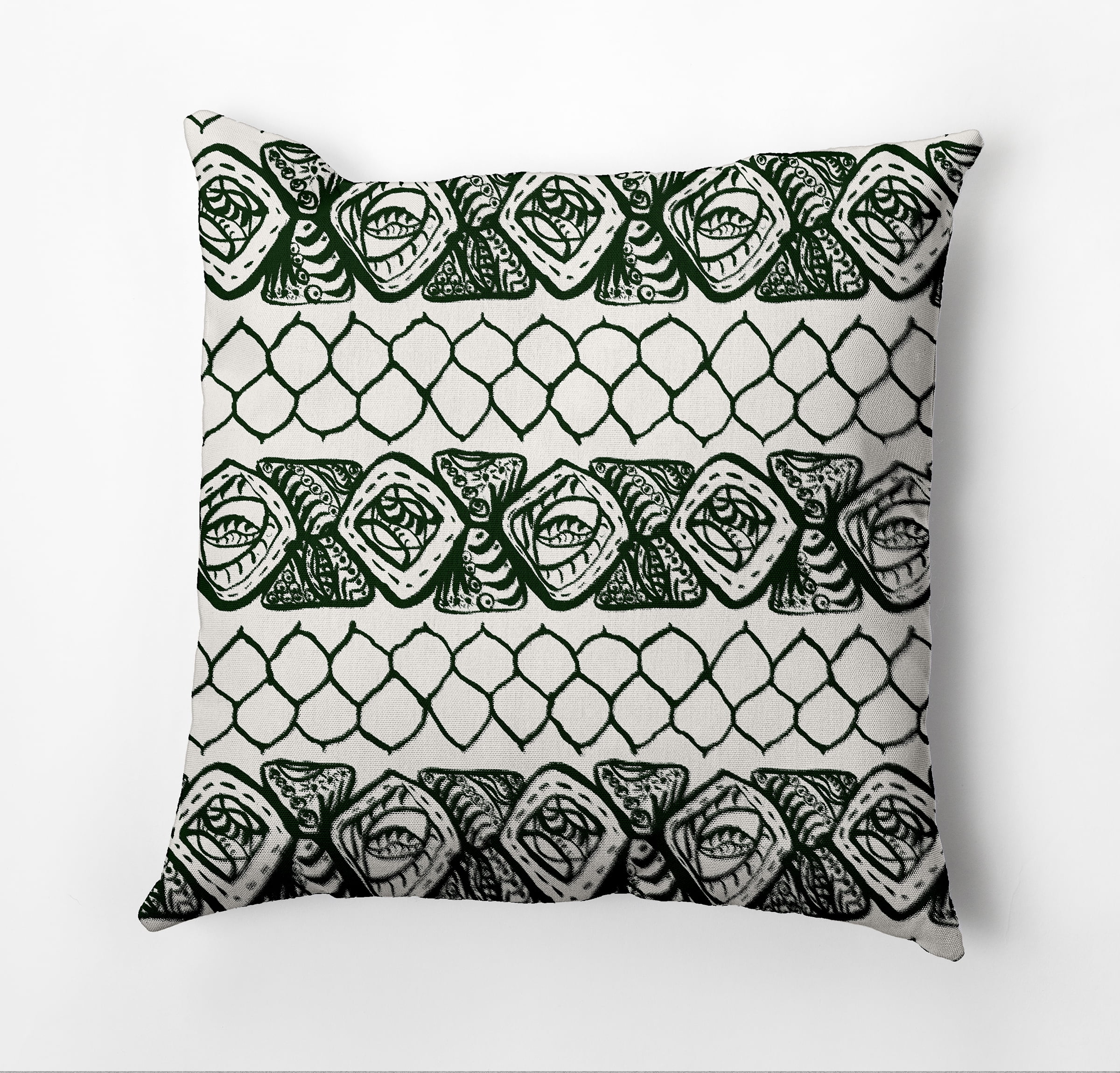 Simply Daisy Honeycomb Stripes Outdoor Pillow, Green, 16 in x 16 in