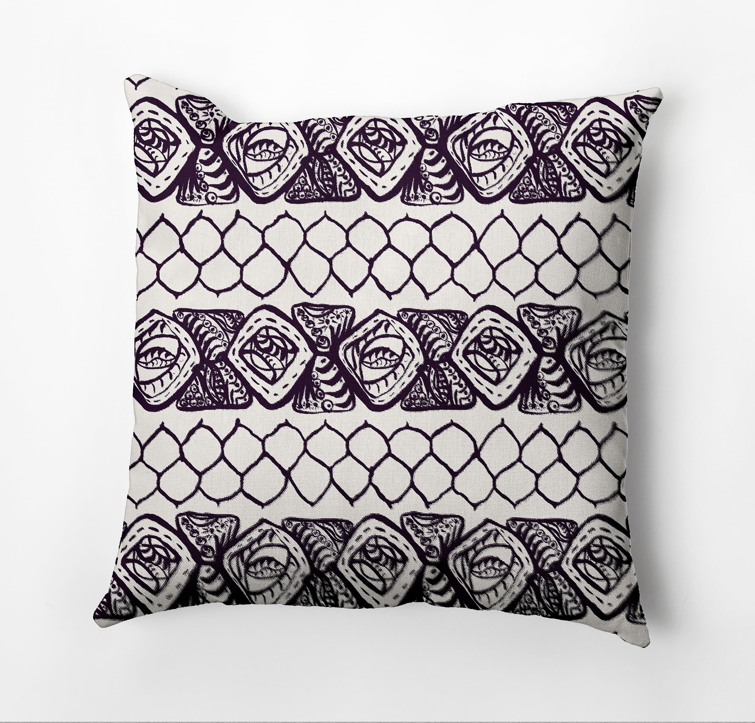 Simply Daisy Honeycomb Stripes Outdoor Pillow, Purple, 16 in x 16 in