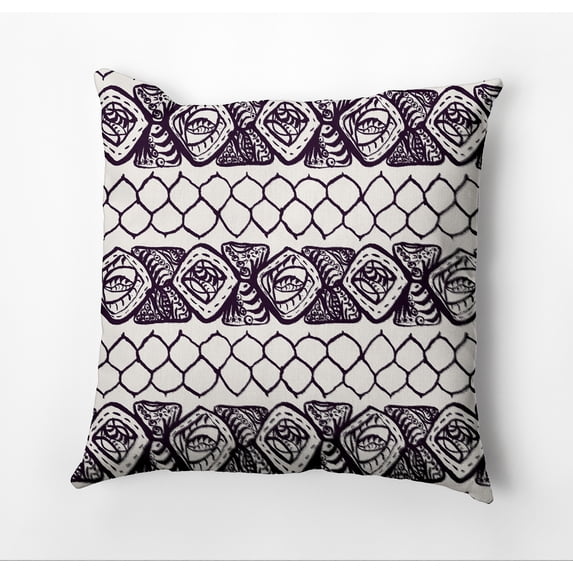 Simply Daisy Honeycomb Stripes Outdoor Pillow, Purple/White, 20 in x 20 in