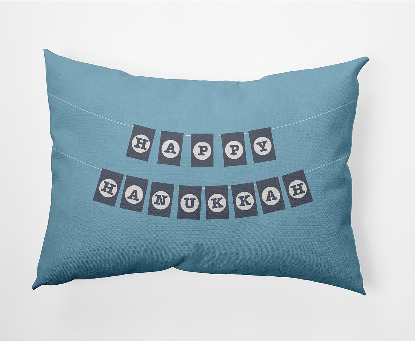 Simply Daisy Ice Colored Banner Day Hanukkah Soft Spun Polyester Indoor/Outdoor Throw Pillow, 14" x 20"