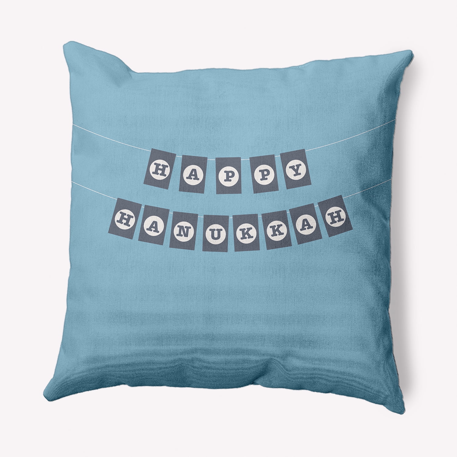 Simply Daisy Ice Colored Banner Day Hanukkah Soft Spun Polyester Indoor/Outdoor Throw Pillow, 20" x 20"