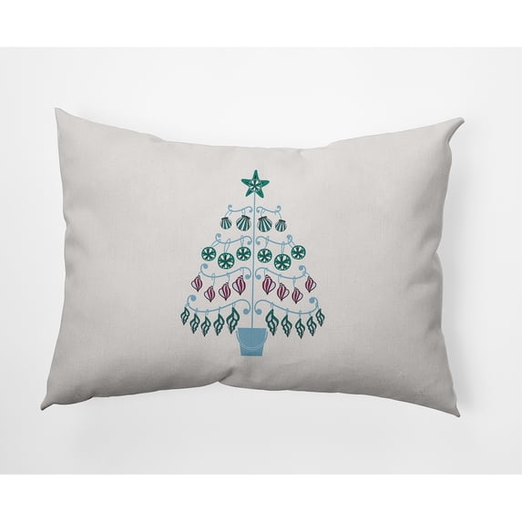 Simply Daisy Ice Colored Beach Tree Christmas Soft Spun Polyester Decorative Throw Pillow, 14" x 20"