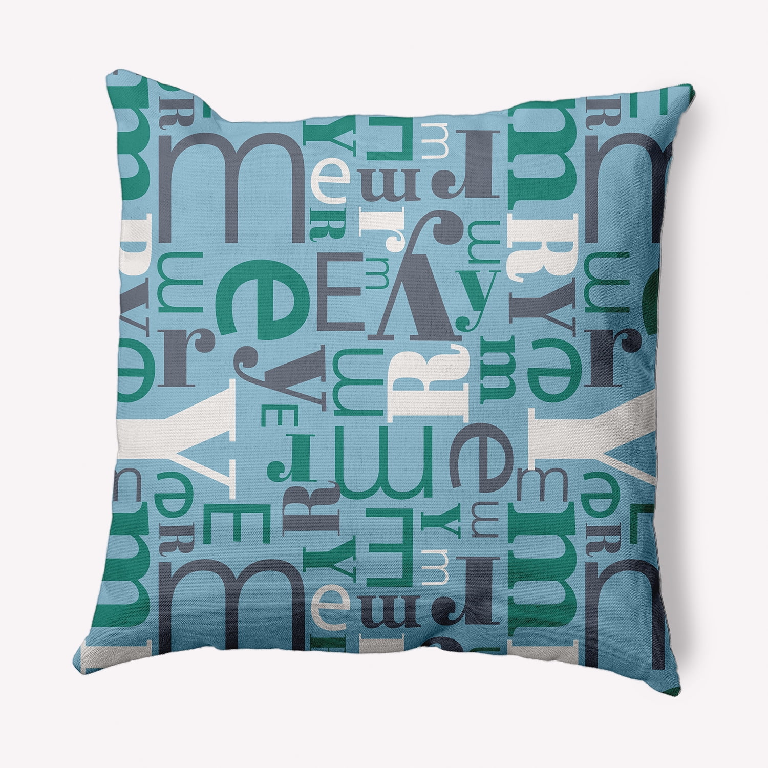Simply Daisy Ice Colored Crazy Merry Christmas Soft Spun Polyester Indoor/Outdoor Throw Pillow, 16" x 16"