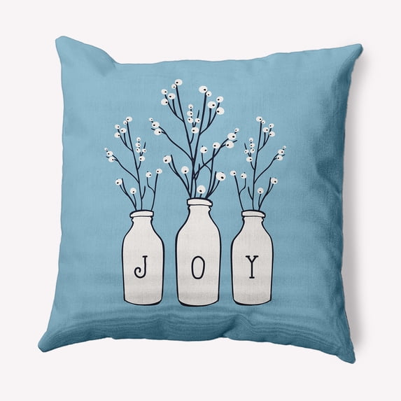 Simply Daisy Ice Colored Joy Christmas Soft Spun Polyester Decorative Throw Pillow, 20" x 20"