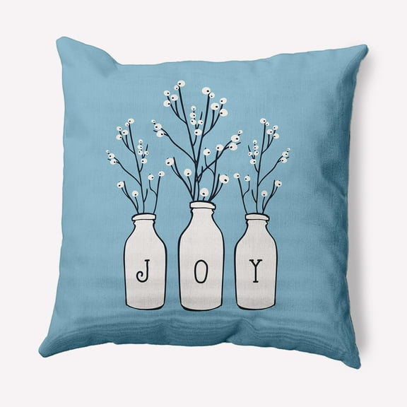 Simply Daisy Ice Colored Joy Christmas Soft Spun Polyester Indoor/Outdoor Throw Pillow, 16" x 16"