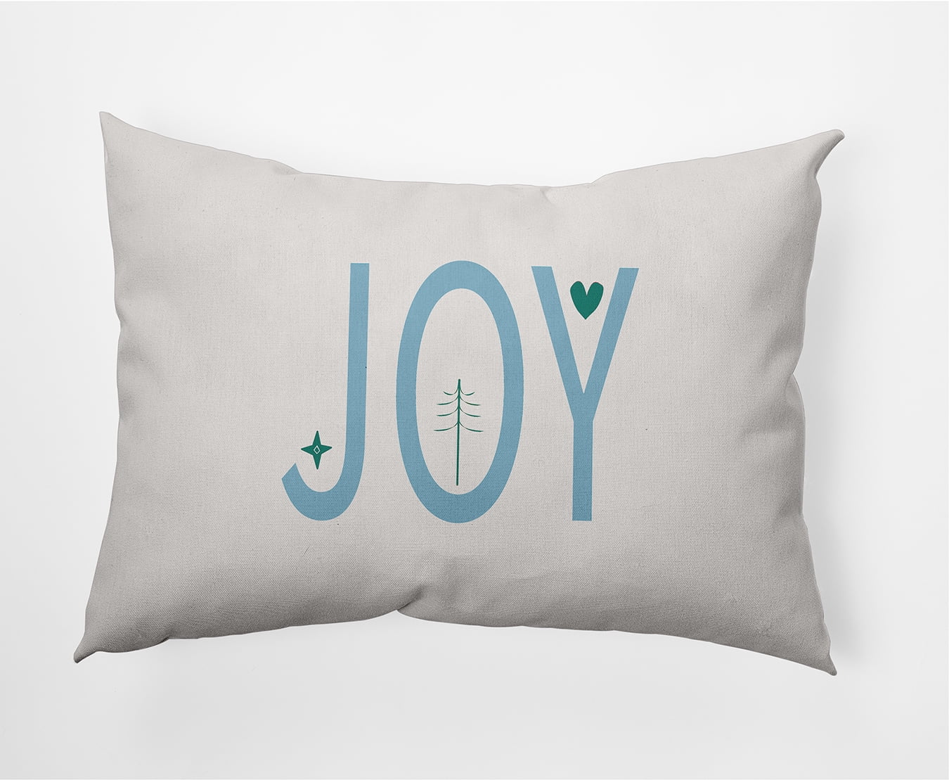 Simply Daisy Ice Colored Joy Filled Season Christmas Soft Spun Polyester Decorative Throw Pillow, 14" x 20"
