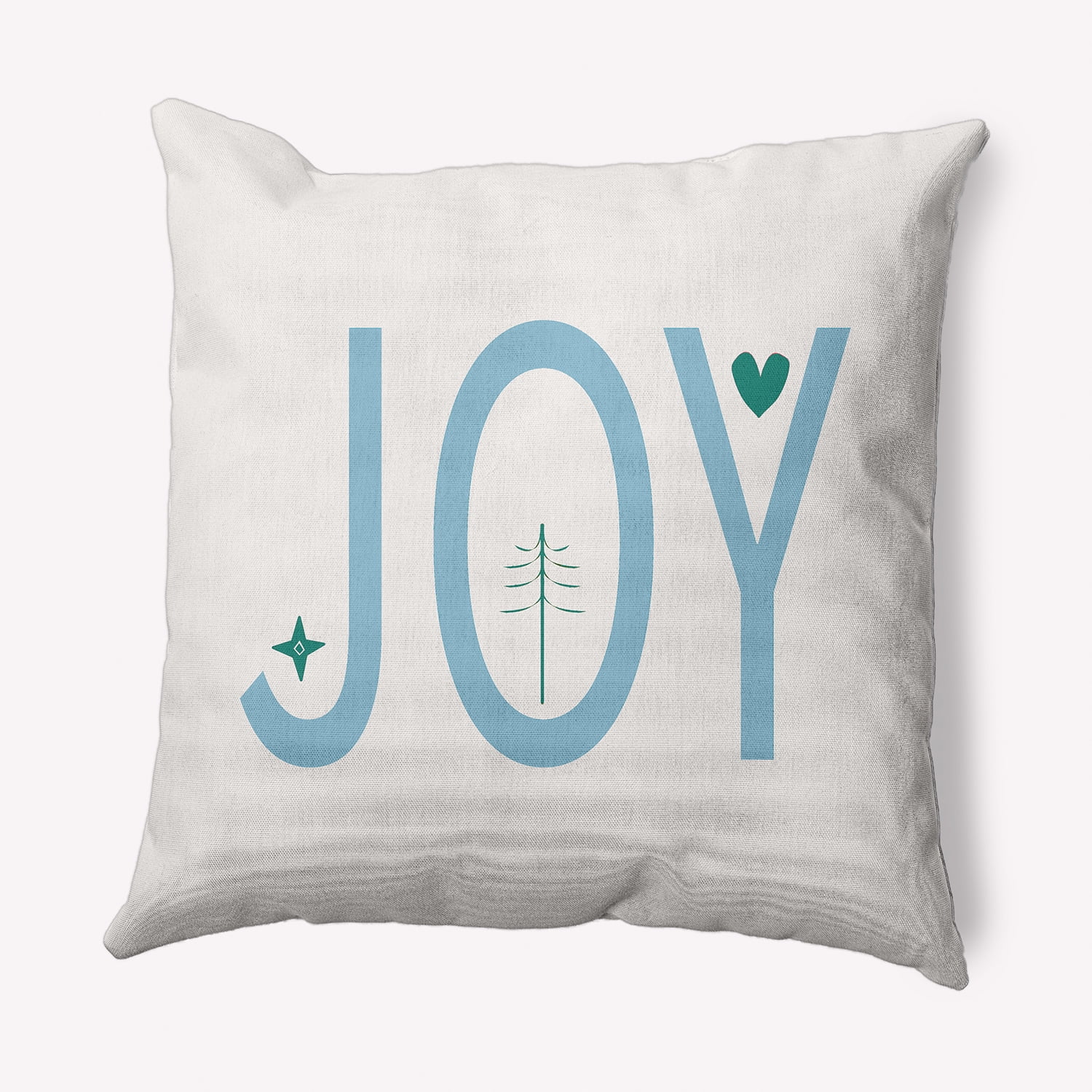 Simply Daisy Ice Colored Joy Filled Season Christmas Soft Spun Polyester Indoor/Outdoor Throw Pillow, 16" x 16"