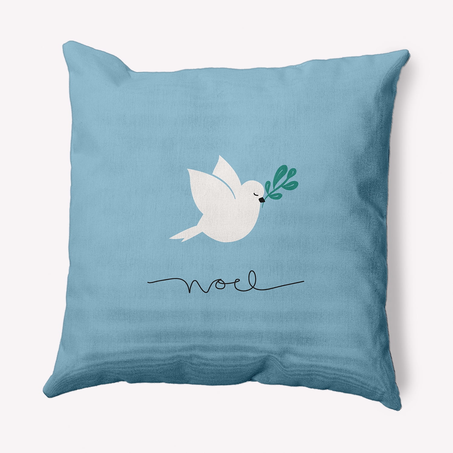 Simply Daisy Ice Colored Noel Bird Christmas Soft Spun Polyester Decorative Throw Pillow, 16" x 16"