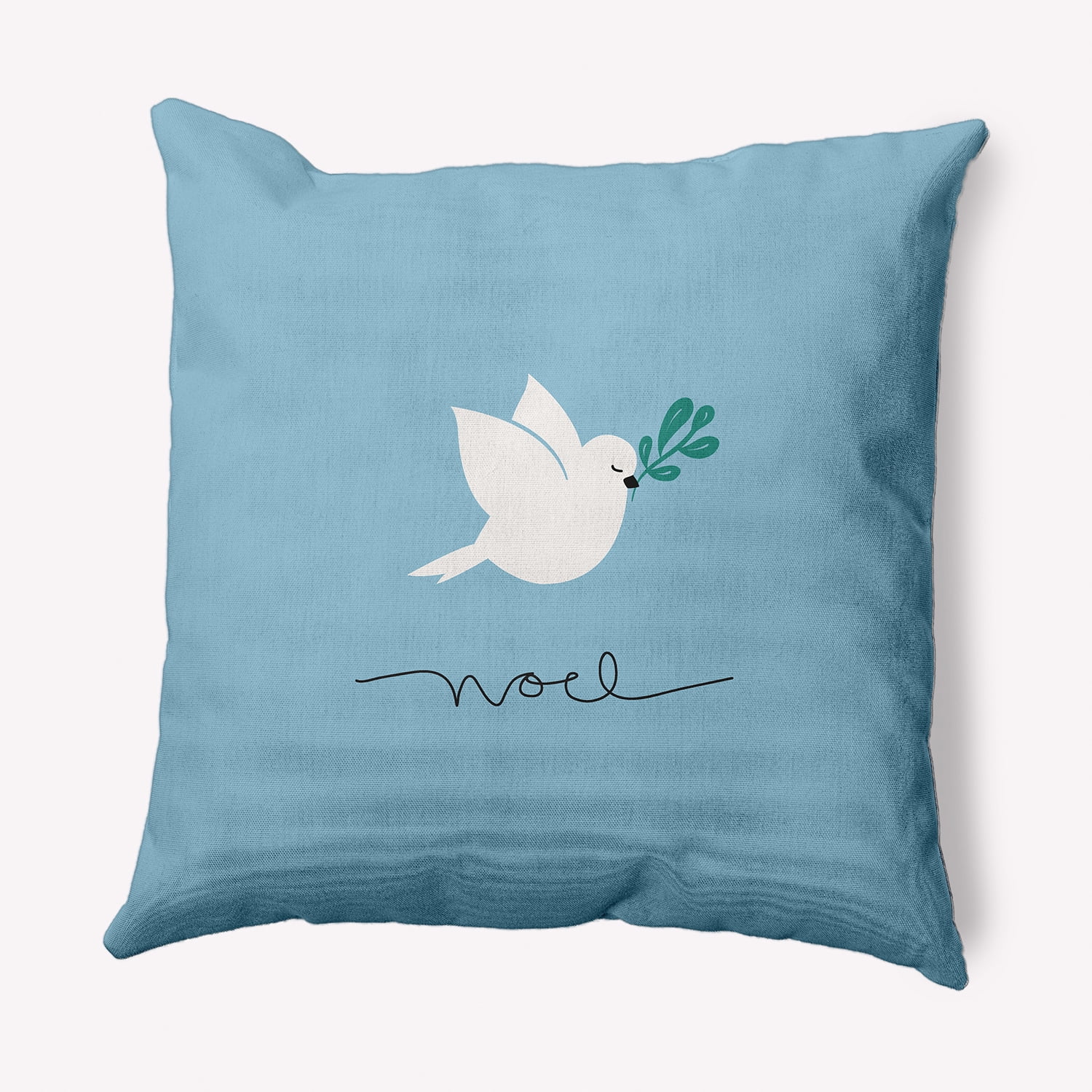 Simply Daisy Ice Colored Noel Bird Christmas Soft Spun Polyester Decorative Throw Pillow, 26" x 26"
