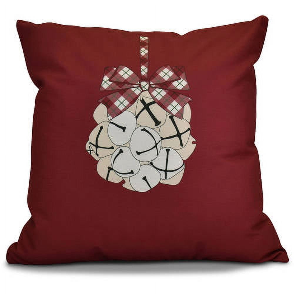 Simply Daisy Jingle Bells Geometric Print Pillow, 16" x 16", Cranberry