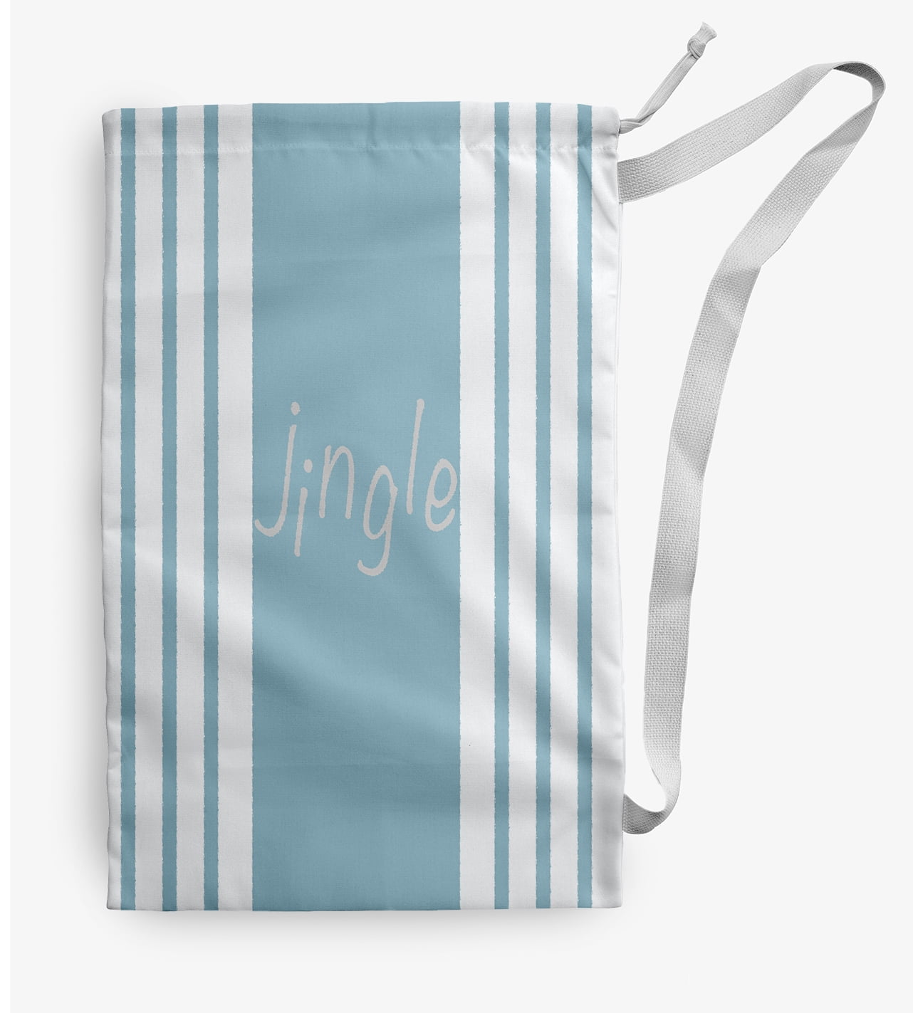 Simply Daisy Jingle on a Stripe 18 x 29 in Blue Laundry Bag