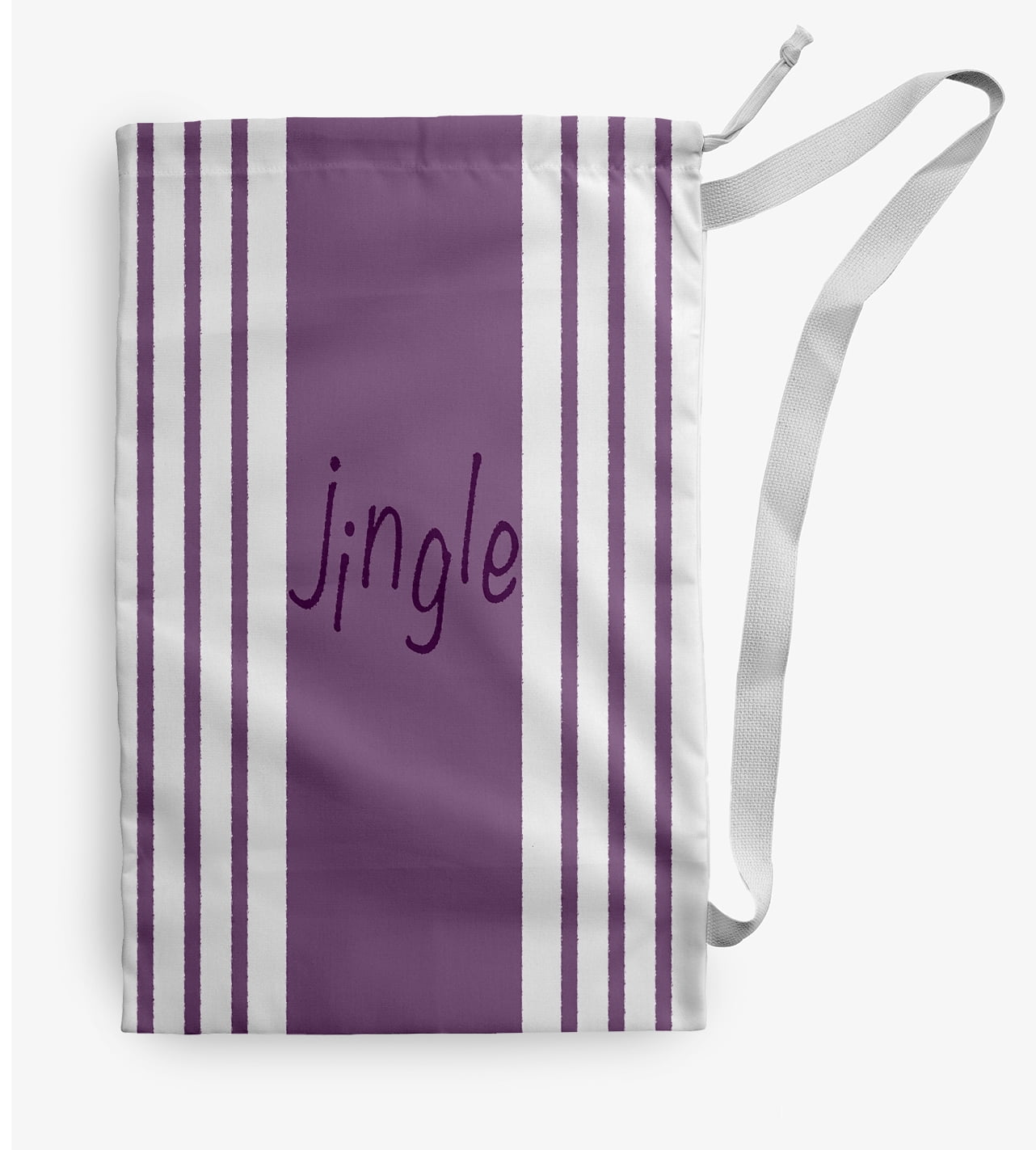 Simply Daisy Jingle on a Stripe 18 x 29 in Lavender Laundry Bag