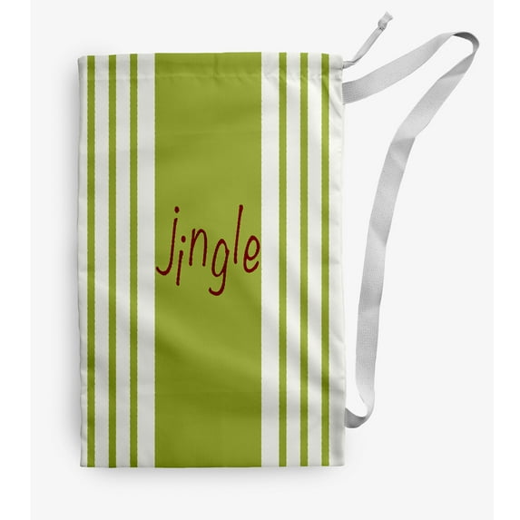 Simply Daisy Jingle on a Stripe 18 x 29 inch Bright Green Laundry Bag